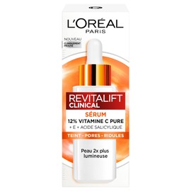 L'Oréal Paris Serum 12% Pure Vitamin C + Salicylic Acid + Vitamin E - Antioxidant & Anti-Aging - Uneven Complexion, Pores and Fine Lines - UV Protection Bottle - Revitalift Clinical - 30ml