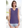 Women V Neck Tank Top Sleeveless Blouse Solid Color Tunic