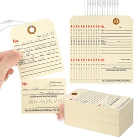 Affrolling 200 Pcs Repair Tags with Attached String and Stub Numbered Manila Cardstock Tags Maintenance Service, 5.3 x 2.64 Inches for Repair Required(Yellow)