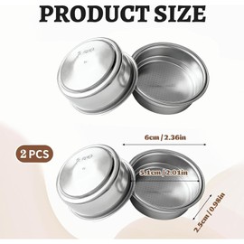 2 PCS 51mm Portafilter Basket, Coffee Filter, Precision Extraction for Coffee Machines, 51mm Bottomless Portafilter Compatible with Home and Commercial Use (Double Cup)