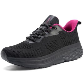 AVW Womens Non Slip Work Shoes Water Resistant Walking Sneakers Food Service Chef Kitchen Shoes Black-Rose