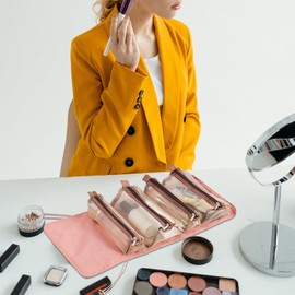 Makeup Brush Bag, Roll up Makeup Bag | Travel Makeup Organizer Foldable Packing Organizers for Women, Toiletries Case for Makeup Brushes and Cosmetic