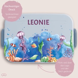Kinder Bento Box Midi Lunchbox für Mepal Bentobox - Brotbox Unterwasser Geschenk Unterwasserwelt Brotdose Korallenriff Vesperbox Meerestiere I Qualle I Koralle I Clownfisch I Ozean Geschenk