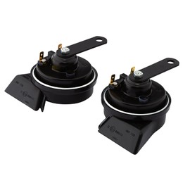 HELLA 3FH 007 728-831 Trumpet Horn - TE16 - 12V - 110dB(A) - Frequency Range: 400/500Hz - Electric - Housing Colour: Black - Flat Plug-in Connector - Set