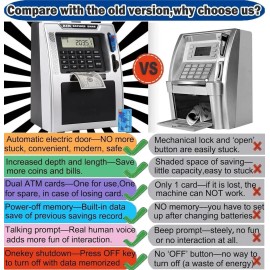 Upgraded ATM Piggy Bank for Real Money for Kids Adults,Toy Money Bank wi...