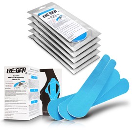 5 Application Kits | RE-GEN Pre Cut Shoulder Joint Pain Pulled Muscle Support Kinesiology Tape Kit | Increased Stability, Waterproof, Reduces Recovery Time | Premium Sports Taping Set
