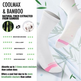 BRISIRA Bamboo Viscose Women Compression Running Socks Cushioned Anti Blister Moisture Wicking Crew Athletic Socks