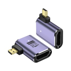 PNGKNYOCN 8K Micro HDMI to HDMI Adapter,2-Pack 90 Degree Right Angle Micro HDMI Male to HDMI 2.1 Female Bidirectional Connector Converter Support 8K@60Hz HDTV (Right Bend)