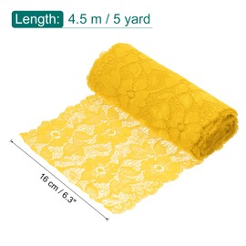 MECCANIXITY 6.3 Inch Wide 5 Yard Lace Ribbon Floral Pattern Dark Yellow Lace Trim Ribbon for DIY Crafts, Gift Wrapping Bouquets, Wedding Decor, and Sewing Making