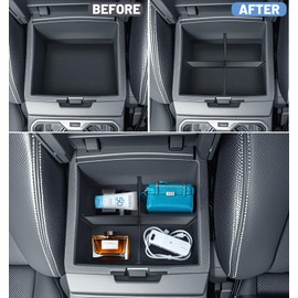 Center Console Divider Organizer for 2024 2025 Toyota Tacoma (4th Gen) Accessories, Interior Secondary Storage Insert Armrest Hidden Secret Privacy Middle Console Storage Box Tray Coin Holder, 3 PCS