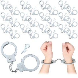 Junkin 50 Sets Plastic Handcuffs Toy with Safety Release Keys Hand Cuffs Fun Party Favor Gift for Kids Boys and Girls, Stage Costume Prop Toy Police Accessories