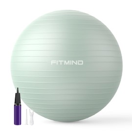 FITMIND_Extra Thick Exercise Ball 65cm Yoga Ball for Workout Pregnancy Stability,Anti-Burst and Slip Resistant Swiss Ball with Pump for Yoga, Pilates, Fitness,Birthing,Physical Therapy (Green 621C)