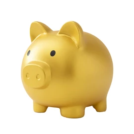 Piggy Bank, Cute, Unbreakable [Cute Pig Piggy Bank for Interior Decoration] Miscellaneous Goods 500 Yen Coins Money Bank (Gold) (Gold, S)