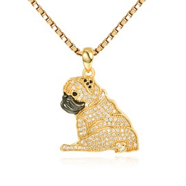 TANGPOET Pug Pendant Necklace Gifts for Pug Lovers Women Gold Plated 925 Sterling Silver Dog Memorial Jewelry Birthday Christmas Valentines Mothers Day Gifts for Dog Mom Owners