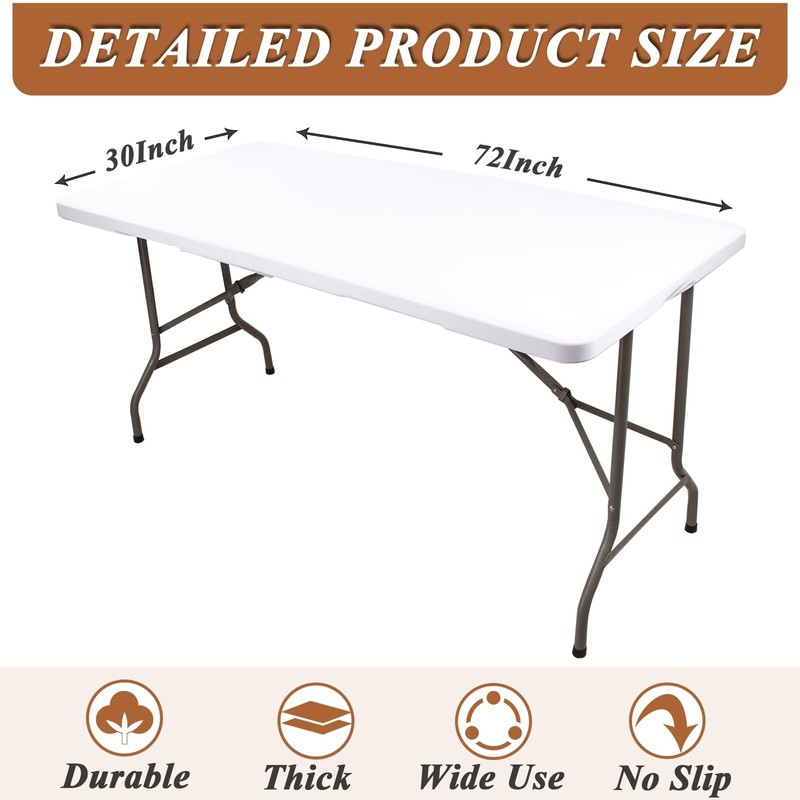 Kesfey White Rectangle Elastic Fitted Tablecloth, 30x72 Inches Waterproof Polyester