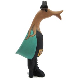 Brave Wings Hand Carved Wooden Bamboo Duck ~ Pirate Duck with Tentacle Hair 23cm High ~ Ornament Sculpture Figurine Statue Unique Table Decoration Home Decor ~ 1308