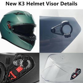 New K3 Helmet Visor Replacements,UV Protection Helmet Shield Visor Windshield Compatible with AGV K3 DOT(E2206) Helmets,2023 Model (Silver-Day Use Only)
