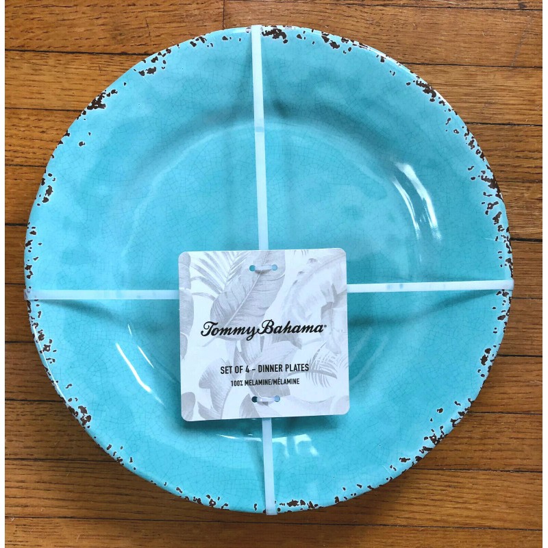 Tommy Bahama x4Tommy Bahama Melamine LARGE Rustic Edge DINNER PLATES.