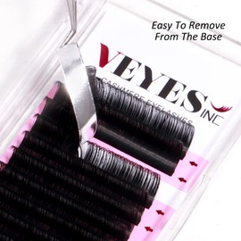 VEYES Cashmere Individual Lash Extensions 0.03-0.20 B/C/CC/D/J/M Curl 8-20mm Mixed & Single Length Volume Eyelashes Tray, Matte Black, Professional Supplies for Lash Techs(0.07 C 8-16mm)