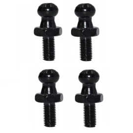 Ramor Strutz Four Black Ball Stud Bolts for Gas Struts, Boot Lid, Tailgate or Bonnet. 10mm Ball, 15mm Long Thread, M6 Thread.