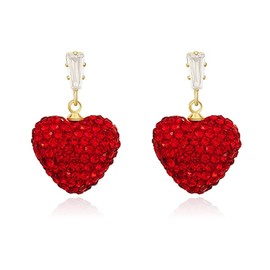 Red Heart Earrings for Women Rhinestone Heart Dangle Earrings Long Chain Heart Earrings for Her Valentines Day Accessories Christmas Gifts 2024