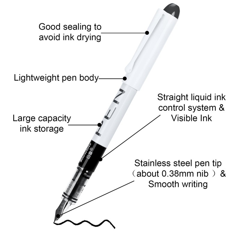 FRIUSATE 9 Black Fountain Pens Disposable for Writing EF Nib