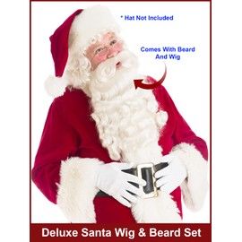 Costume Adventure Deluxe Santa Beard and Wig Set Santa Claus Beard and Wig Santa Beard - One Size