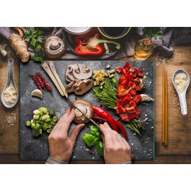 TMK Chopping Board Glass 30 x 22 cm with Pepper Motif Chopping Plate Hob Cover Plate Decorative Glass