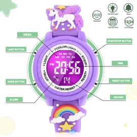 VAPCUFF 3D Cartoon Waterproof Kids Watches with Alarm - Best Toys Gifts for Girls Age 3-10