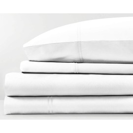 Royal's Solid White 1000 Thread Count 4pc Queen Bed Sheet Set 100% Cotton, Sateen Solid White, Deep Pocket