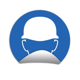 Pack of 10 Head Protection Wear Helmet ISO 7010 Sticker Diameter 9.5 cm Sticker Warning Sign Mandatory Sign with UV Protection for Outdoor and Indoor Use STROBO