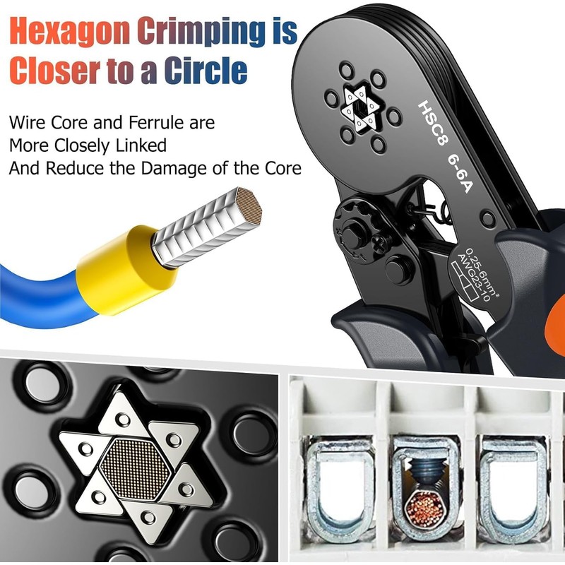 Blyxon Ferrule Crimping Tool Kit with 1900PCS Wire Connectors, Hexagonal