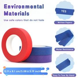 Rainbow Colour Masking Tape, 3 Rolls Low Tack Masking Tape, 15MMx20M Premium Painter's Masking Tape, Writable Masking Tape, Wide Masking Tape For Automotive, Indoor and Outdoor, For Multiple Surfaces