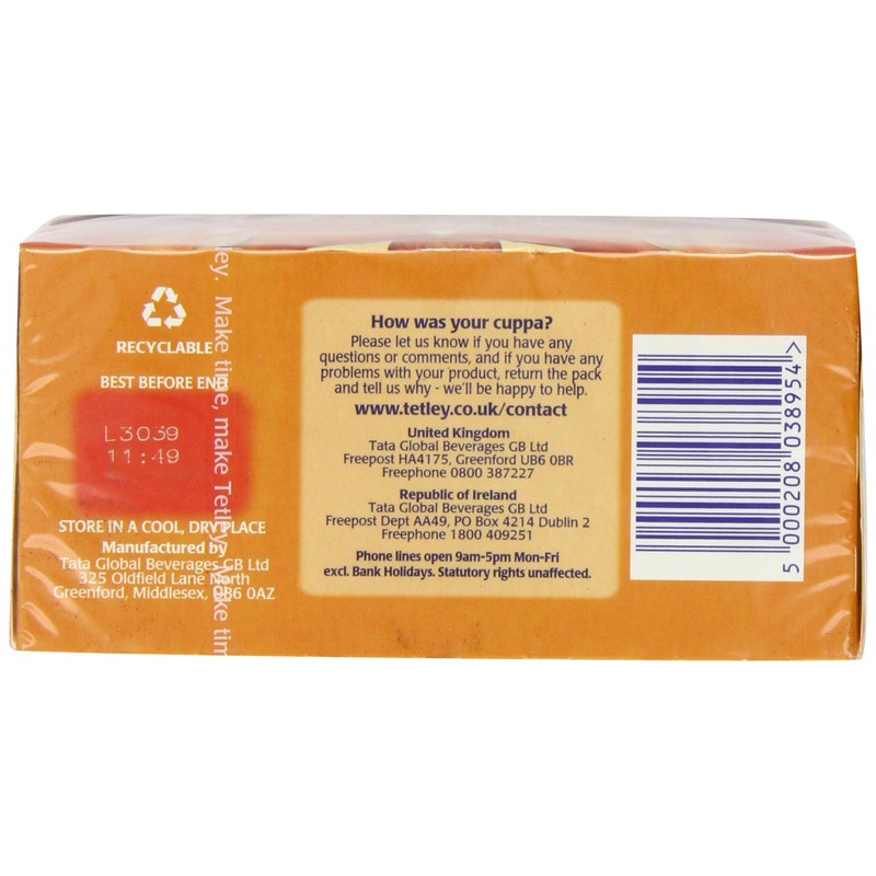 Tetley Redbush 40 Teabags 100 G (pack Of 6, Total