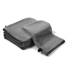 PHOGARY PHOGARY 6 Pack Microfiber Facial Body Wash Cloth, Soft Face Mitts, Reusable Makeup Remover Mitten Gloves, 68inch Bath Spa Cloth, Grey European Style Washcloths Hand Towels with Loop