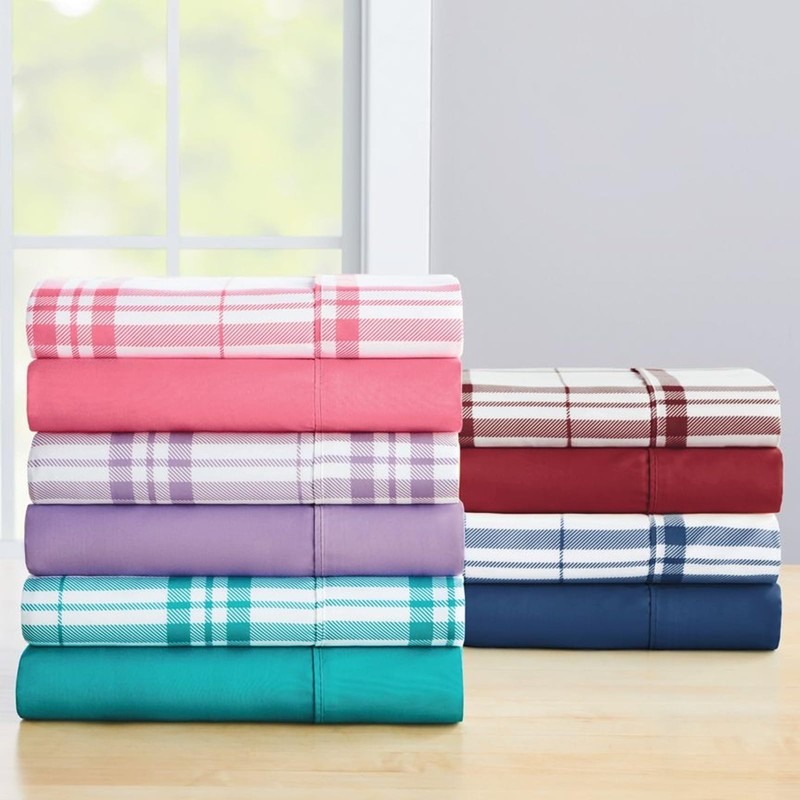 Stoneberry Home Plaid Microfiber 2-pk. Sheet Set