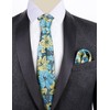 Alizeal Mens 3.35inches Large Floral Pattern Necktie and Printed Pocket