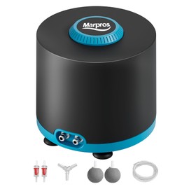 Aquarium Air Pump with Adjustable Double Outlet air Stone Bubbler for Fish Tank, Silent Fish Tank Aerator with Accessories, 3W for Up to 100 Gallon Tank