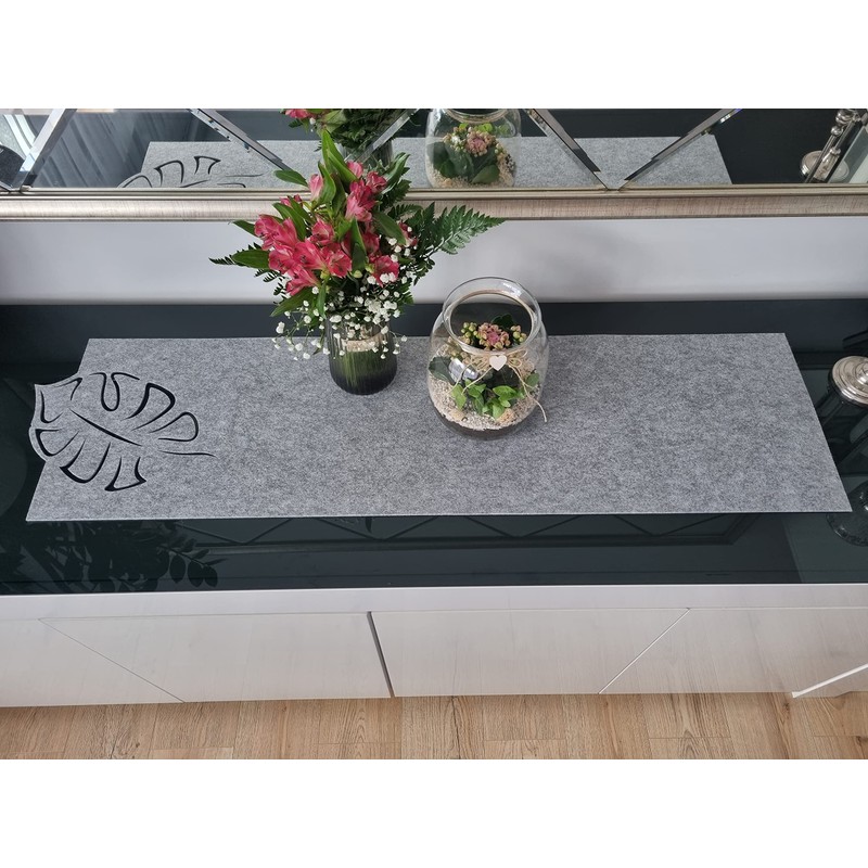 Felt Table Runner, Washable, Table Runner, Still, Grey, Heat-Resistant Felt