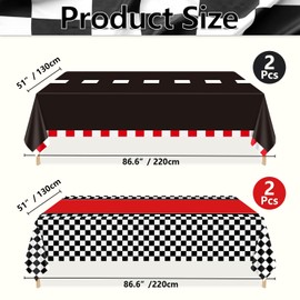 4 Pcs Racing Car Birthday Tablecloths - Waterproof Checkered Road Table Cloths for Boys Race Car Party Supplies, 2 Style