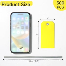500 Pieces Plastic Shipping Tags with Wire Waterproof Hang Tags Heavy Duty Labeling Tags with String Wires Tags Labels Labeling Tags Stacking Tags for Equipment Car Parts (Yellow, 2x4)