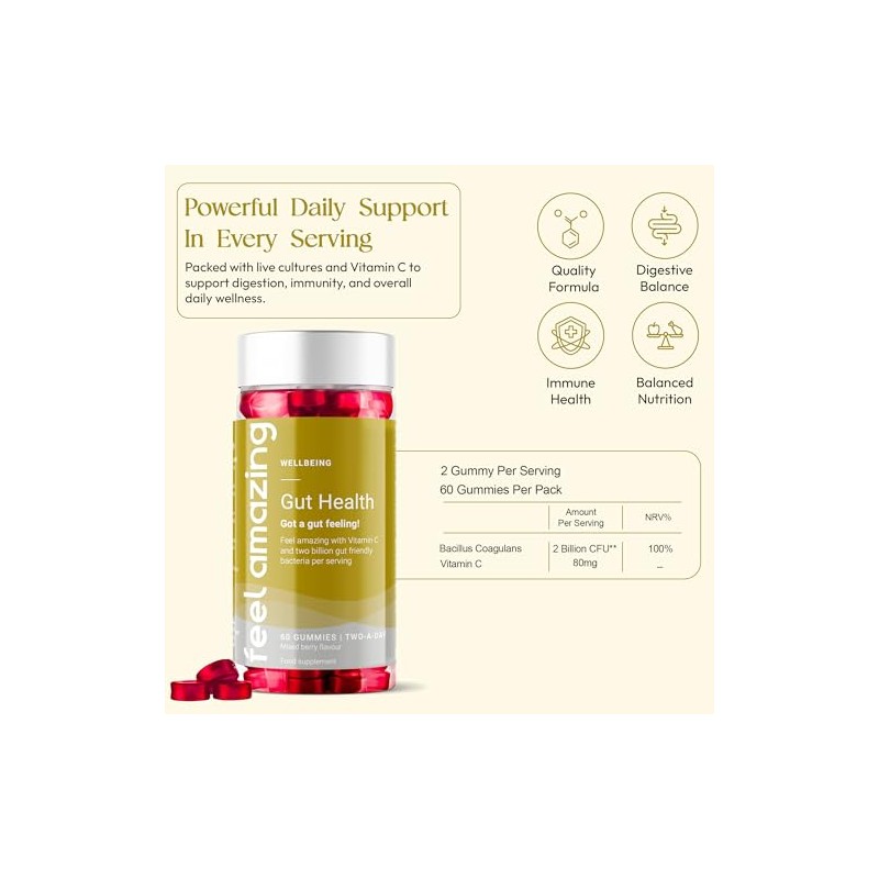 Feel Amazing Gut Health Probiotic Gummies - with 1 Billion