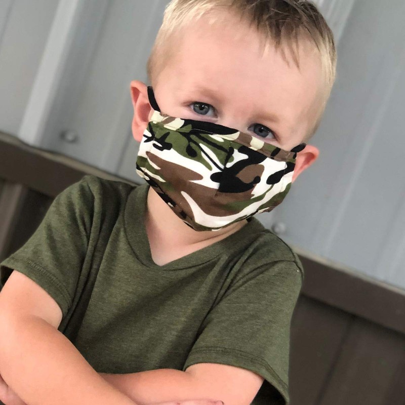 Children Small Fitted Printed Cotton Cloth Face Mask w/Filter Pocket