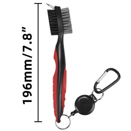Walkpet Pack of 2 Golf Club Brush Groove Cleaner with 2 Ft Retractable Zip-line and Aluminum Carabiner Lightweight and Stylish, Must-Have Golf Tool for Cleaning Dirty Clubs Groove (Red + Blue)…