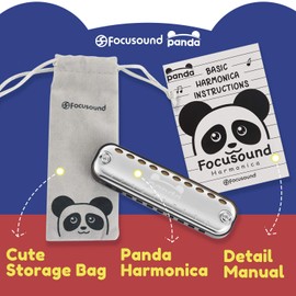 Focusound Panda Harmonica for Kids, Diatonic Key of C, Smooth Rounded Edges