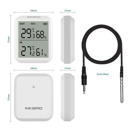 Inkbird ITH-20R Thermometer, Hygrometer, Digital Thermometer, Hygrometer, Wireless, Indoor and Outdoor Thermometer, Hygrometer, High Precision, LCD Large LCD Screen, Maximum and Lowest Temperature and