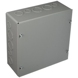 Wiegmann SC101004 SC-Series NEMA 1 Screw Cover Wallmount Pull Box with Knockouts, Painted Steel, 10" x 10" x 4"