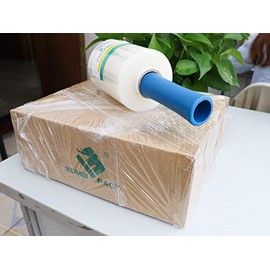 BOMEI PACK - Mini película elástica industrial transparente de 5 x 1000 pies, paquete de 4 con asa, envoltura de plástico gruesa de calibre 80 para moverse, envoltura de palé, embalaje autoadherente, película retráctil resistente