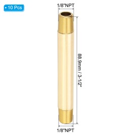 PATIKIL 1/8" x 1/8" NPT Male Brass Pipe Fitting Long Nipple, 5Pcs 3-1/2" Long Straight Pipe Fitting Connector Extender for Fuel, Air, Water, Oil, Gas System Connection, 1200PSI