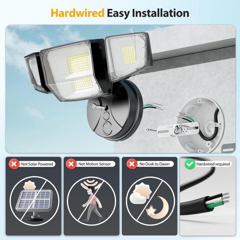 Onforu 90W Flood Lights Outdoor, 10000LM Ultra Bright 4-Head LED